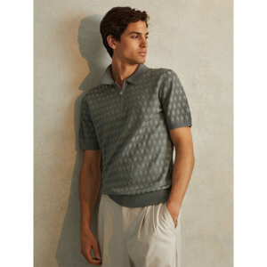 REISS RIZZO Half Zip Knitted Polo Shirt